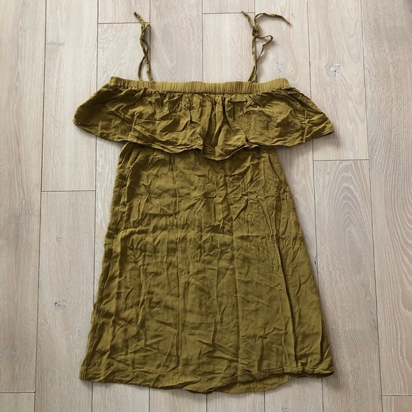 H&M Off the Shoulder Strappy Dress in Olive Green Size 6 - Picture 1 of 8